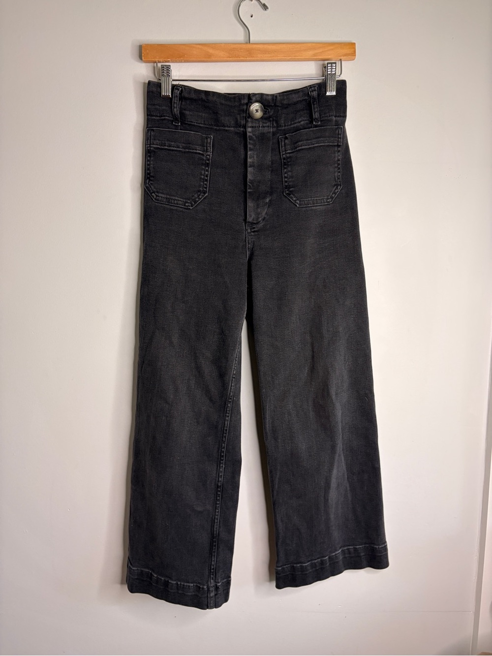 Pilcro Culottes High-Rise Wide Leg Women's Jeans in Black 27 - Picture 8 of 8